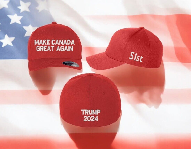 Make Canada Great Again Hat Flex Fit 6277 Red Embroidered hat with side and back