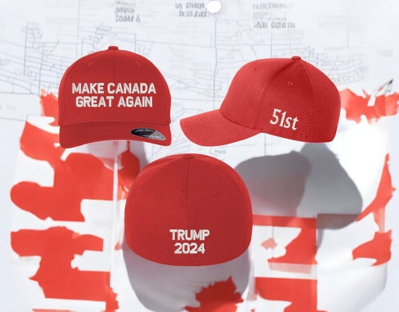 Make Canada Great Again Hat Flex Fit 6277 Red Embroidered hat with side and back