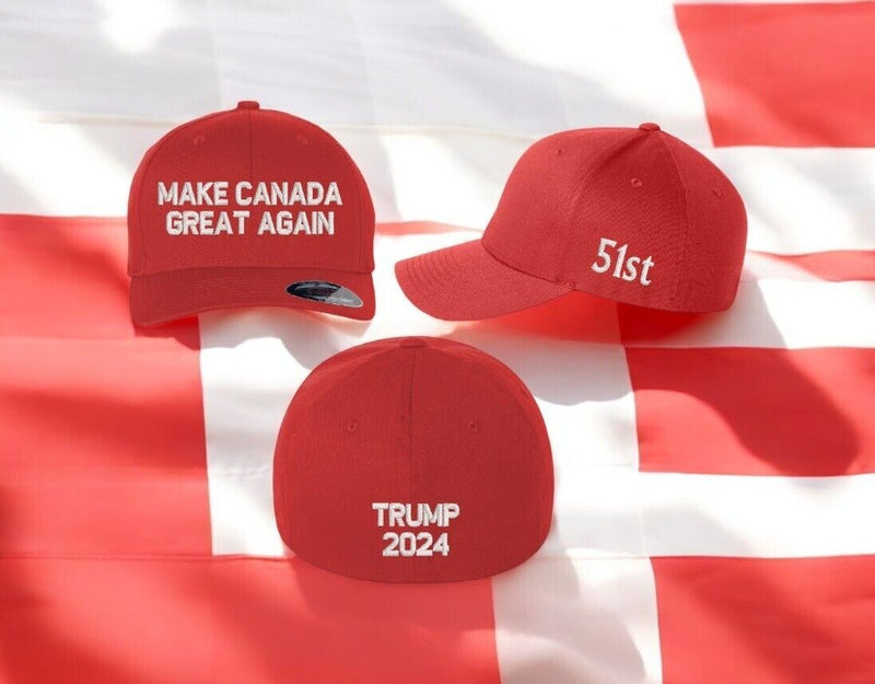 Make Canada Great Again Hat Flex Fit 6277 Red Embroidered hat with side and back