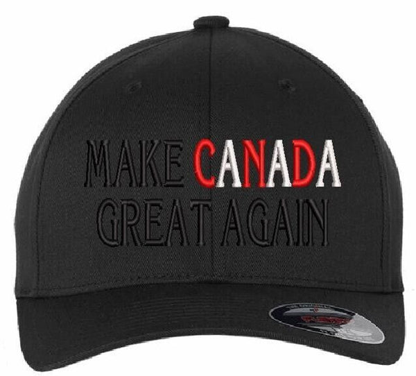 Make CANADA Great Again Blackout Hat 6277 Embroidered Trump Hat w BLACK BK FLAG