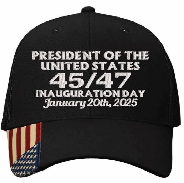 TRUMP 2025 Presidential Inauguration Hat Red AM350S Mesh Back hat with Flag Brim