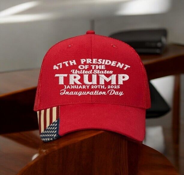 TRUMP 2025 Presidential Inauguration Hat Red AM350S Mesh Back hat with Flag Brim