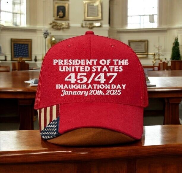 TRUMP 2025 Presidential Inauguration Hat 45-47 Mesh Back hat with Flag Brim