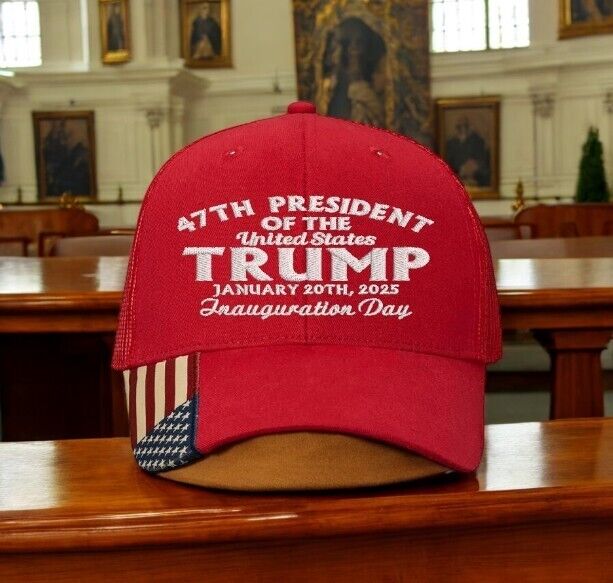 TRUMP 2025 Presidential Inauguration Hat Red AM350S Mesh Back hat with Flag Brim