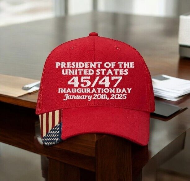 TRUMP 2025 Presidential Inauguration Hat 45-47 Mesh Back hat with Flag Brim