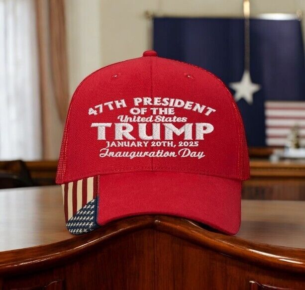 TRUMP 2025 Presidential Inauguration Hat Red AM350S Mesh Back hat with Flag Brim