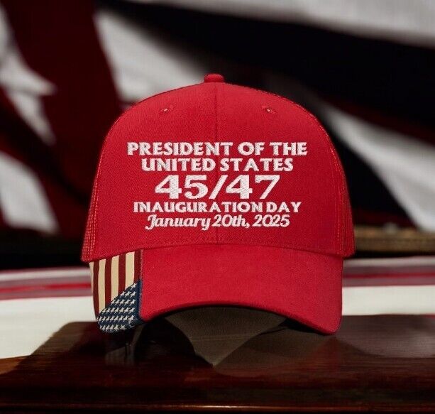 TRUMP 2025 Presidential Inauguration Hat 45-47 Mesh Back hat with Flag Brim