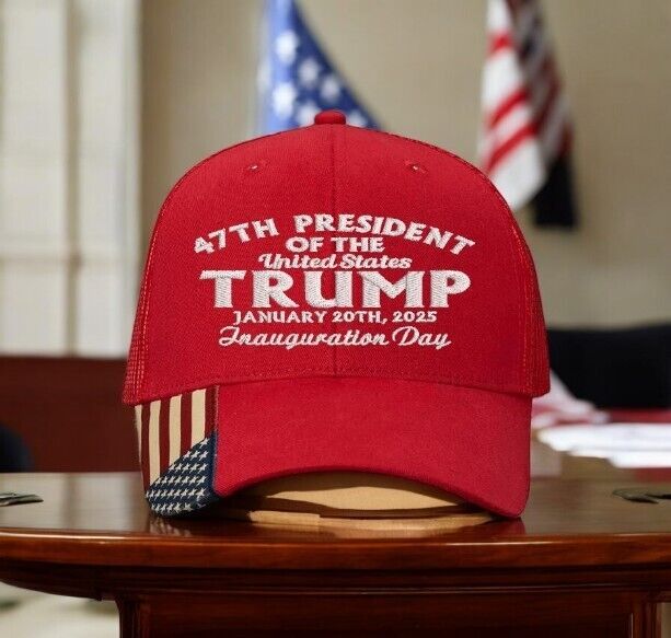 TRUMP 2025 Presidential Inauguration Hat Red AM350S Mesh Back hat with Flag Brim