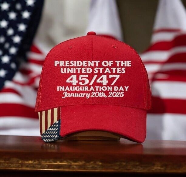 TRUMP 2025 Presidential Inauguration Hat 45-47 Mesh Back hat with Flag Brim