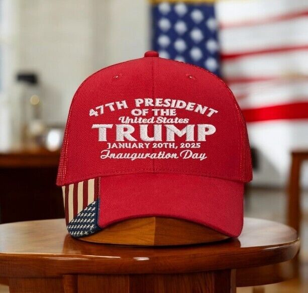 TRUMP 2025 Presidential Inauguration Hat Red AM350S Mesh Back hat with Flag Brim