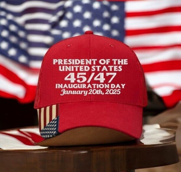 TRUMP 2025 Presidential Inauguration Hat 45-47 Mesh Back hat with Flag Brim