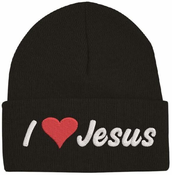 I Love Jesus Winter Beanie Hat - Christian Men or Woman Knit Winter Adult Hat