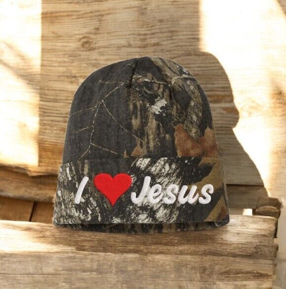 I Love Jesus Winter Beanie Hat - Christian Men or Woman Knit Winter Adult Hat