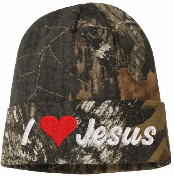 I Love Jesus Winter Beanie Hat - Christian Men or Woman Knit Winter Adult Hat