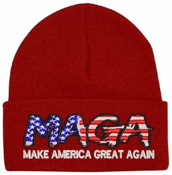 Trump Winter Hat Make America Great Again "Script Version" Winter Red Cuff Hat