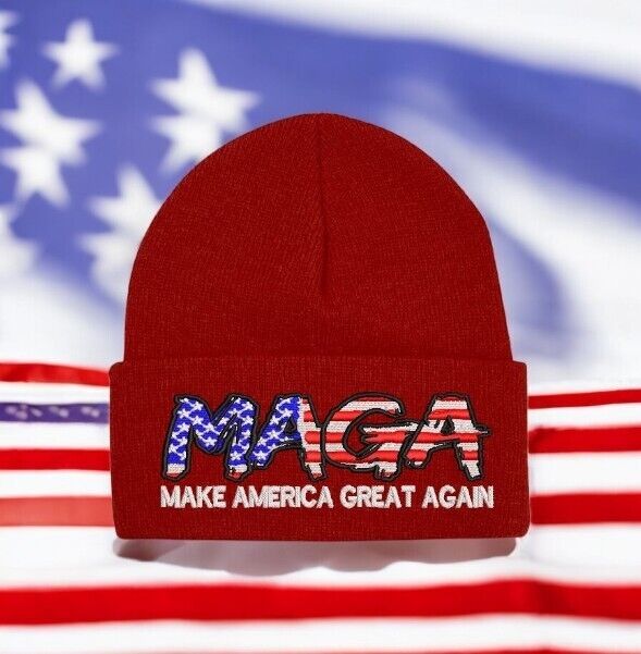 Trump Winter Hat Make America Great Again "Script Version" Winter Red Cuff Hat