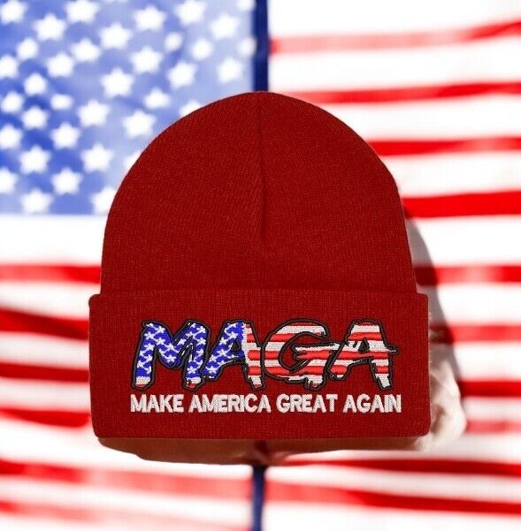 Trump Winter Hat Make America Great Again "Script Version" Winter Red Cuff Hat