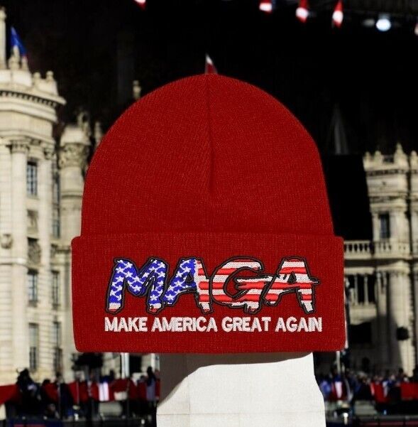 Trump Winter Hat Make America Great Again "Script Version" Winter Red Cuff Hat