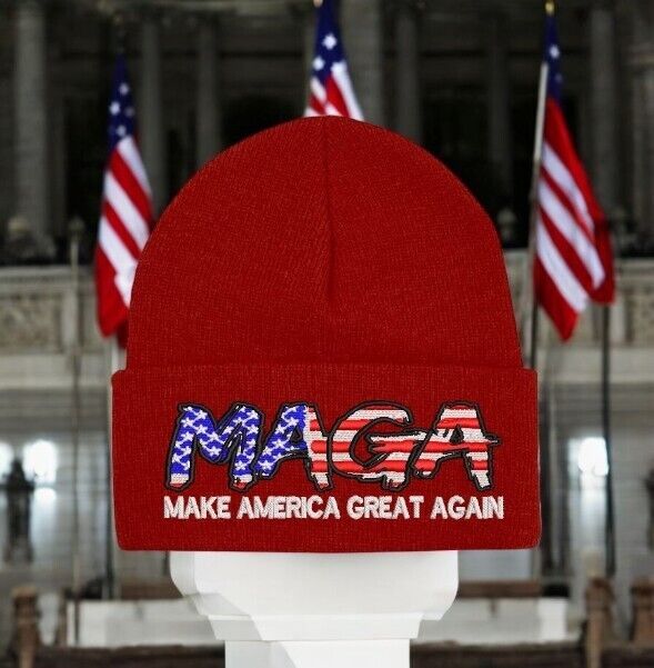 Trump Winter Hat Make America Great Again "Script Version" Winter Red Cuff Hat