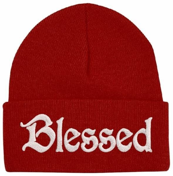 Beanies for Men "BLESSED" Embroidery God Winter Hats Women Acrylic Skull Cap