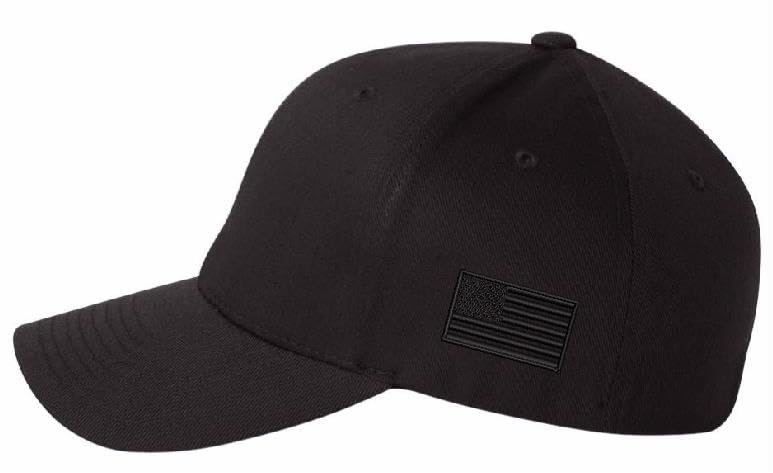 Trump Hat MAGA Hat Making America Great Fitted Black Hat with Side Flag, Trump 2024 on the back. Trump Hat, Trump 2024 Make America Great MAGA Trump hat political support hat