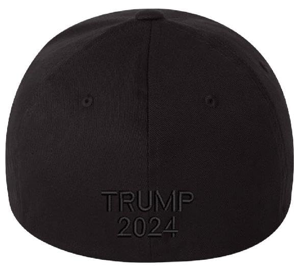 Trump Hat MAGA Hat Making America Great Fitted Black Hat with Side Flag, Trump 2024 on the back. Trump Hat, Trump 2024 Make America Great MAGA Trump hat political support hat