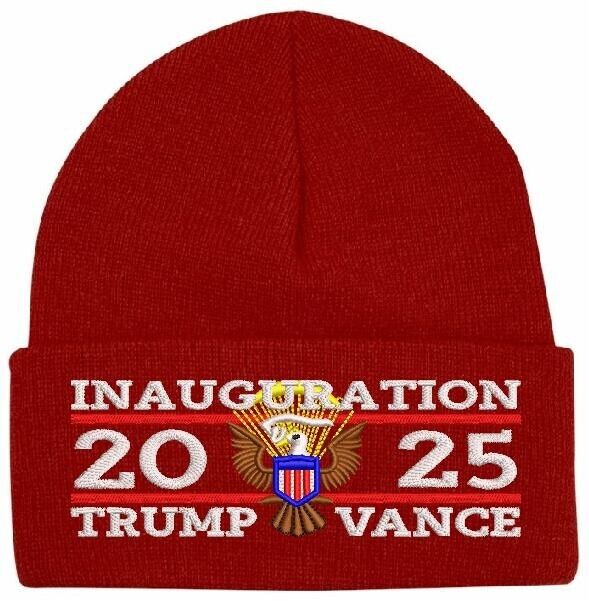 Trump 2025 Inauguration Great Seal Winter Beanie Hat 45-47 Red Winter Hat USA