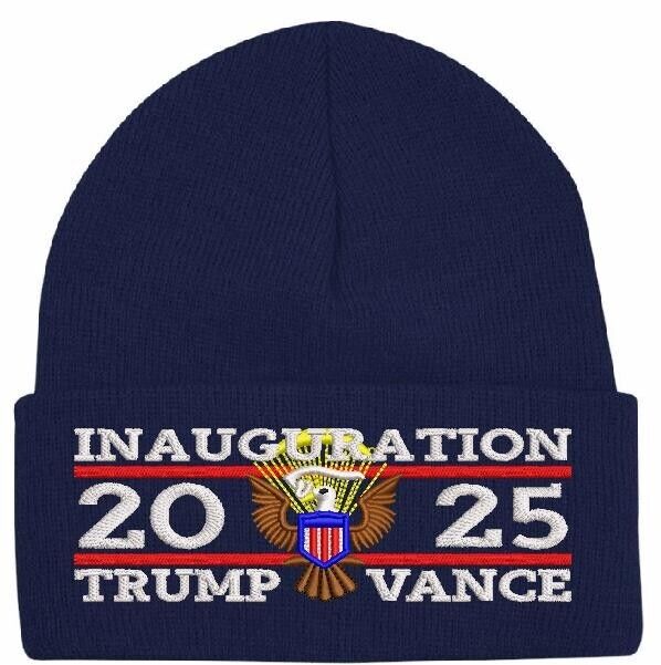 Trump 2025 Inauguration Great Seal Winter Beanie Hat 45-47 Navy Winter Hat USA