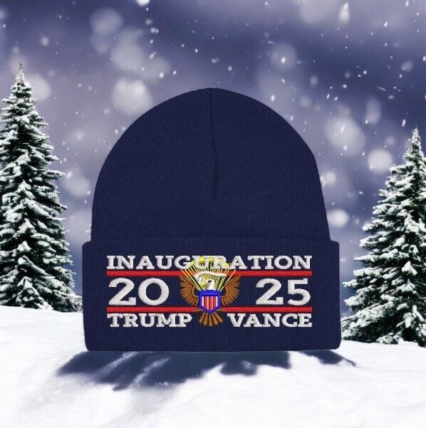 Trump 2025 Inauguration Great Seal Winter Beanie Hat 45-47 Navy Winter Hat USA