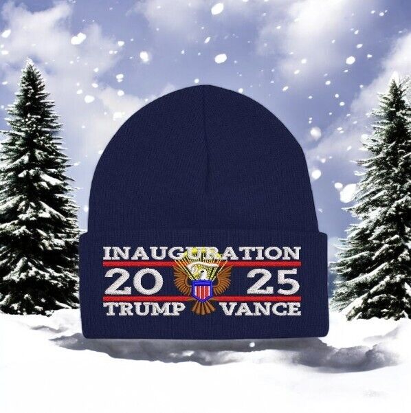 Trump 2025 Inauguration Great Seal Winter Beanie Hat 45-47 Navy Winter Hat USA