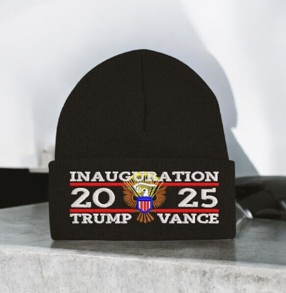 Trump 2025 Inauguration Great Seal Winter Beanie Hat 45-47 Embroidered in USA