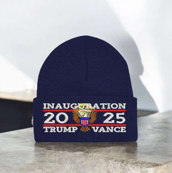 Trump 2025 Inauguration Great Seal Winter Beanie Hat 45-47 Navy Winter Hat USA