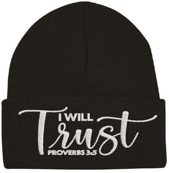 Beanies for Men "I WILL TRUST" Proverbs 3:5 Church Faith Christian Winter Hat