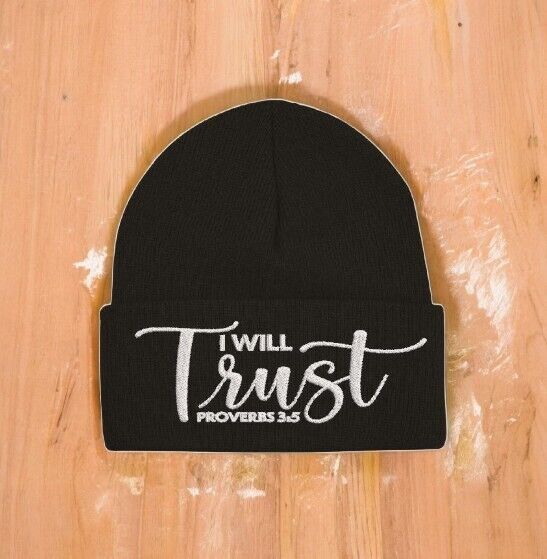 Jesus Christ Winter Beanie Hat I WILL TRUST IN THE LORD Embroidered Winter Hat