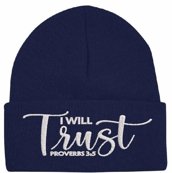 Beanies for Men "I WILL TRUST" Proverbs 3:5 Church Faith Christian Winter Hat