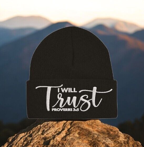 Jesus Christ Winter Beanie Hat I WILL TRUST IN THE LORD Embroidered Winter Hat