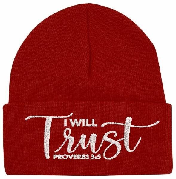 Beanies for Men "I WILL TRUST" Proverbs 3:5 Church Faith Christian Winter Hat