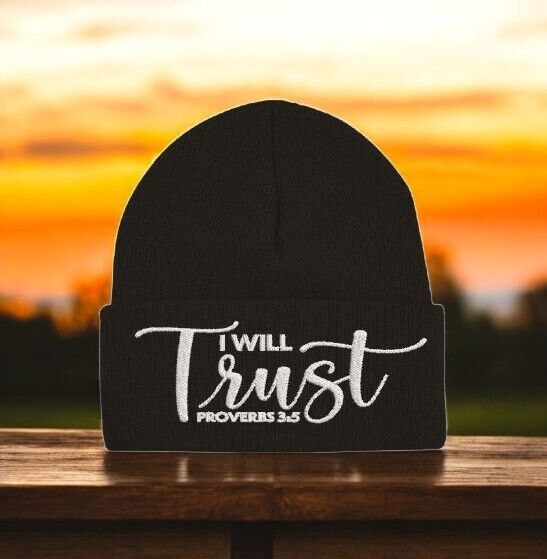 Jesus Christ Winter Beanie Hat I WILL TRUST IN THE LORD Embroidered Winter Hat