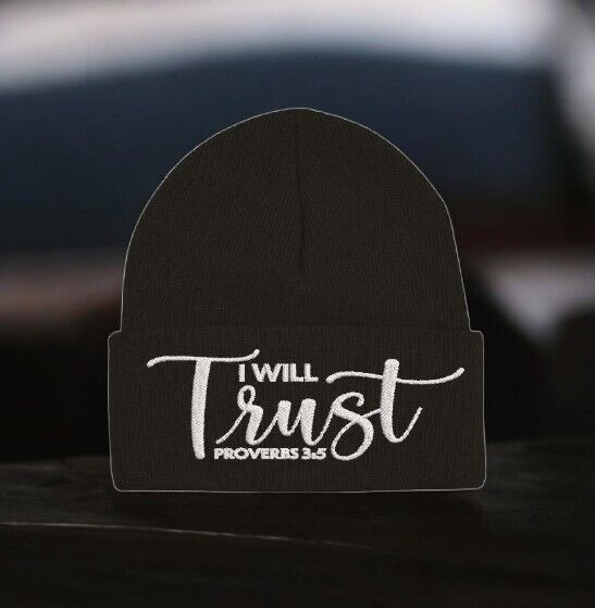 Jesus Christ Winter Beanie Hat I WILL TRUST IN THE LORD Embroidered Winter Hat