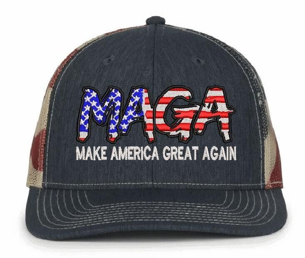 Trump 2025 Hat - MAGA Script Hat Embroidered Adjustable Old Glory Trump 2025 Hat