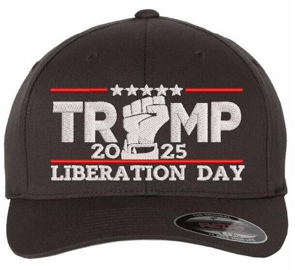 Trump 2025 LIBERATION DAY Flex Fit Fitted DARK GRAY Embroidered Hat Trump Vance