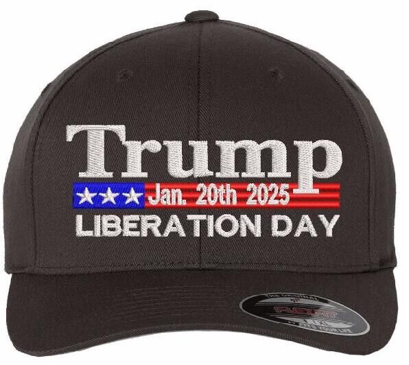 Trump 2025 LIBERATION DAY 2025 Flex Fit Fitted DARK GRAY Embroidered Hat Trump