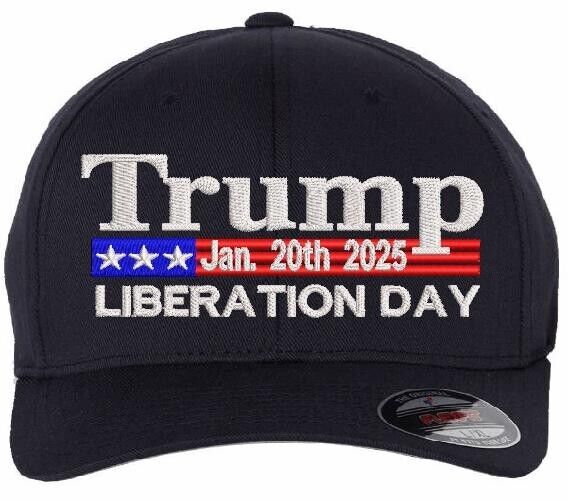 Trump 2025 LIBERATION 2025 Flex Fit Fitted NAVY BLUE Embroidered Hat Trump Vance