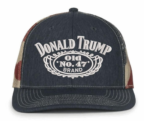 Trump Hat Old No. 47 Embroidered Flex Fit Hat Trump 45 47 MAGA Old Glory Hat