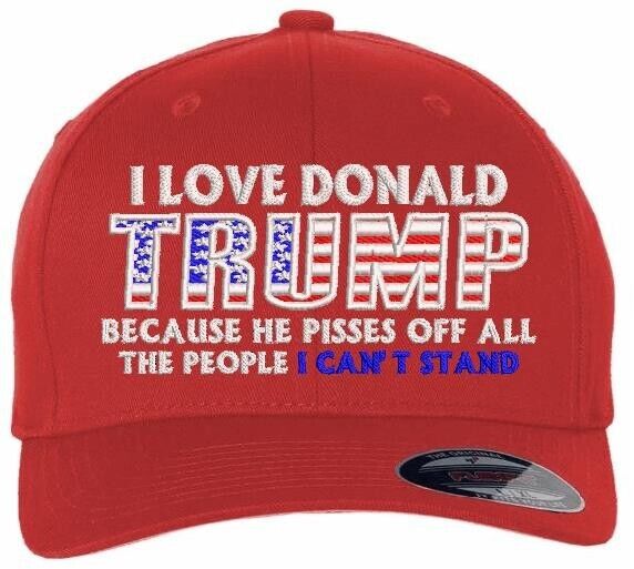 Trump 2025 Hat PISSES PEOPLE OFF I CAN'T STAND Flex Fit RED Embroidered Hat