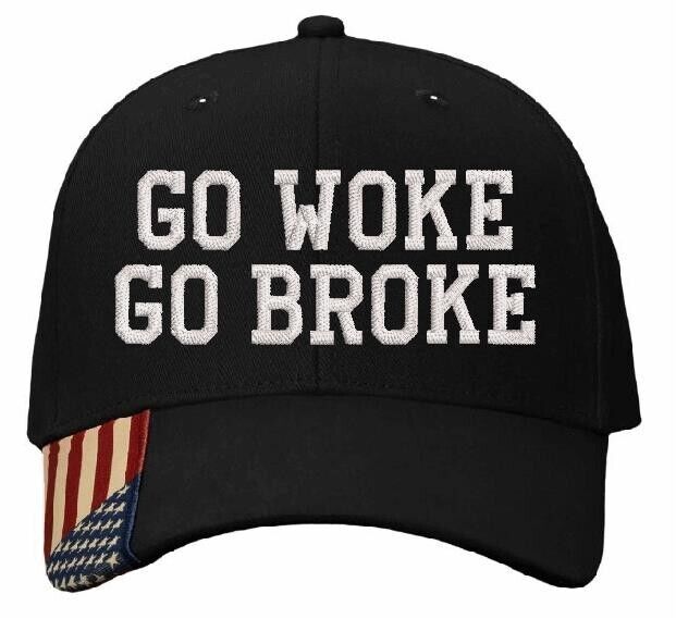 Trump 2025 Hat GO WOKE GO BROKE Adjustable Hat with Flag Brim Trump 2024 Hat