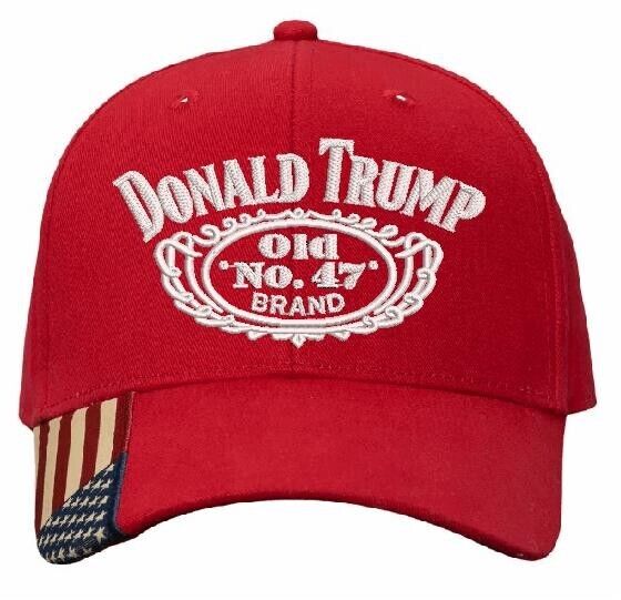 Trump Hat Old No. 47 Embroidered Flex Fit Hat Trump 45 47 MAGA Flag Brim Adj Hat