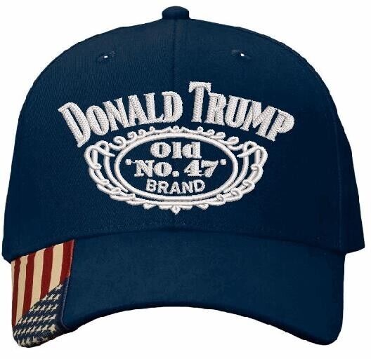 Trump Hat Old No. 47 Embroidered Flex Fit Hat Trump 45 47 MAGA Flag Brim Adj Hat