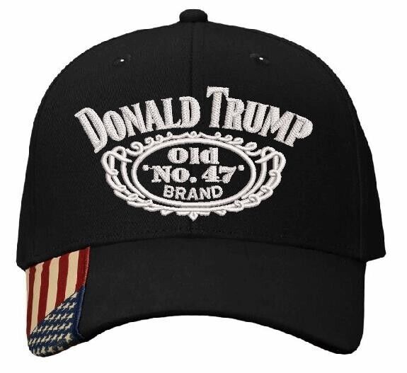 Trump Hat Old No. 47 Embroidered Flex Fit Hat Trump 45 47 MAGA Flag Brim Adj Hat