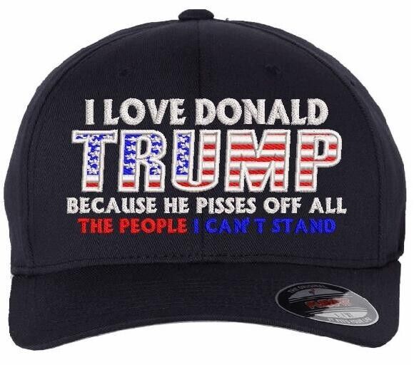 Trump 2025 PISSES OFF PEOPLE I CAN'T STAND Flex Fit NAVY BLUE Embroidered Hat